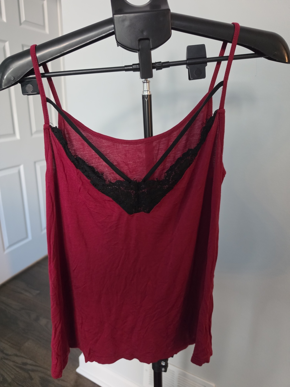 Women's Lace-Trim Burgundy Cami Top